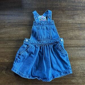 Mini Boden Floral Lined Denim Overall Dress